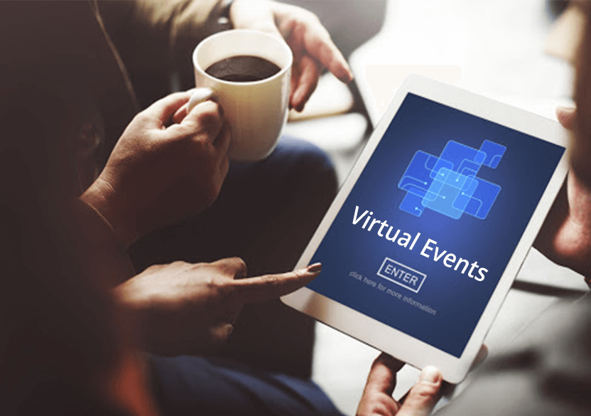 virtual events logo on a tablet computer