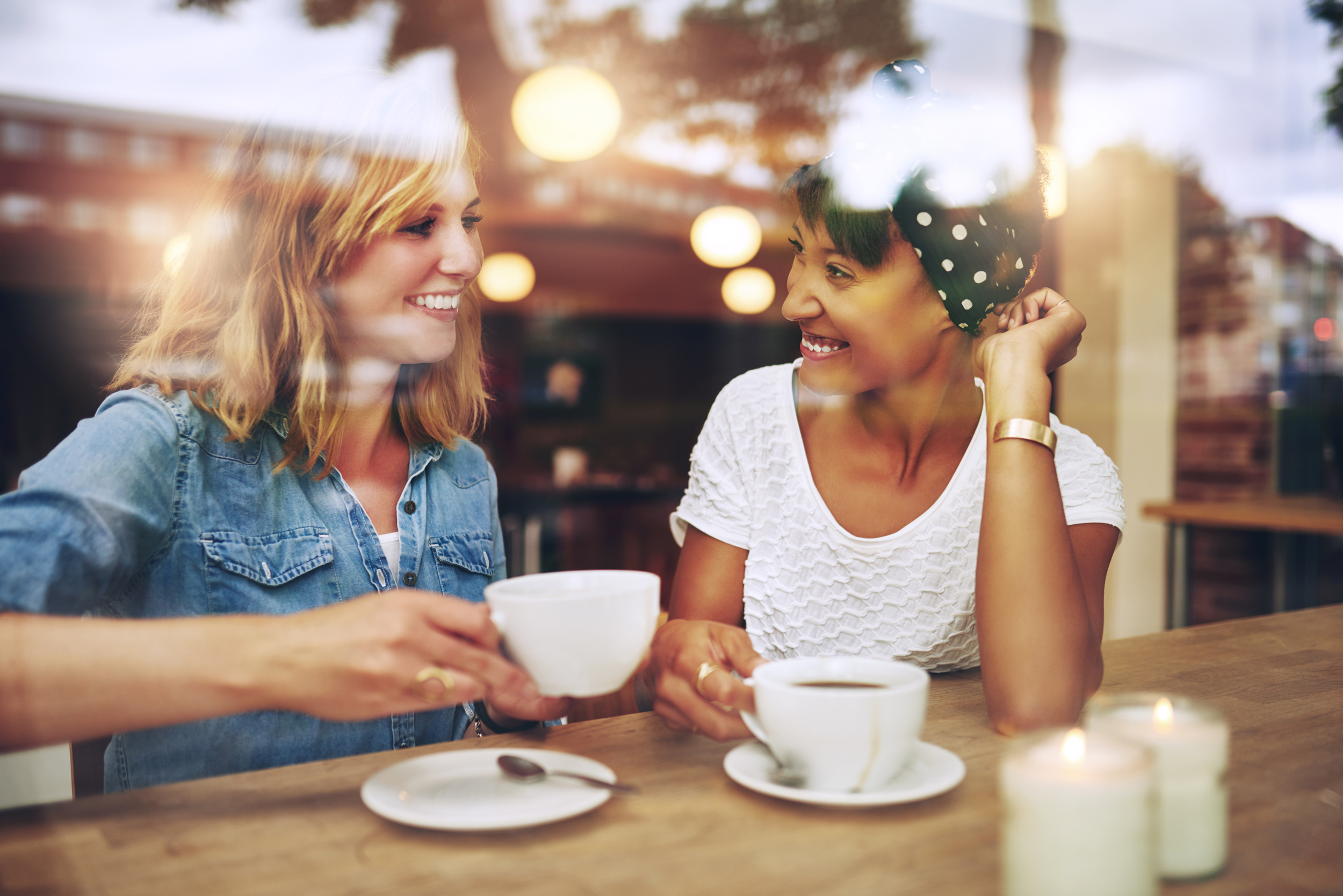 two women friends having coffee